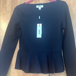 NWT Jason Wu Black Long Sleeve Peplum T